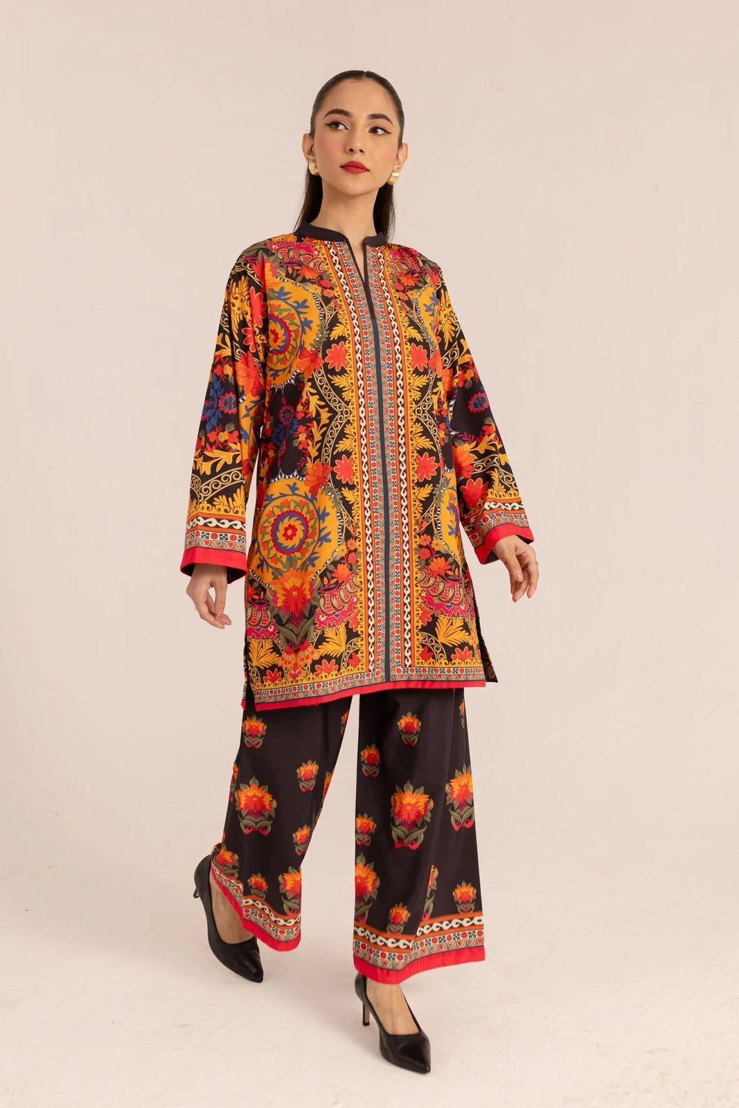 Women’s stitched printed shirts and trousers- 2 pcs