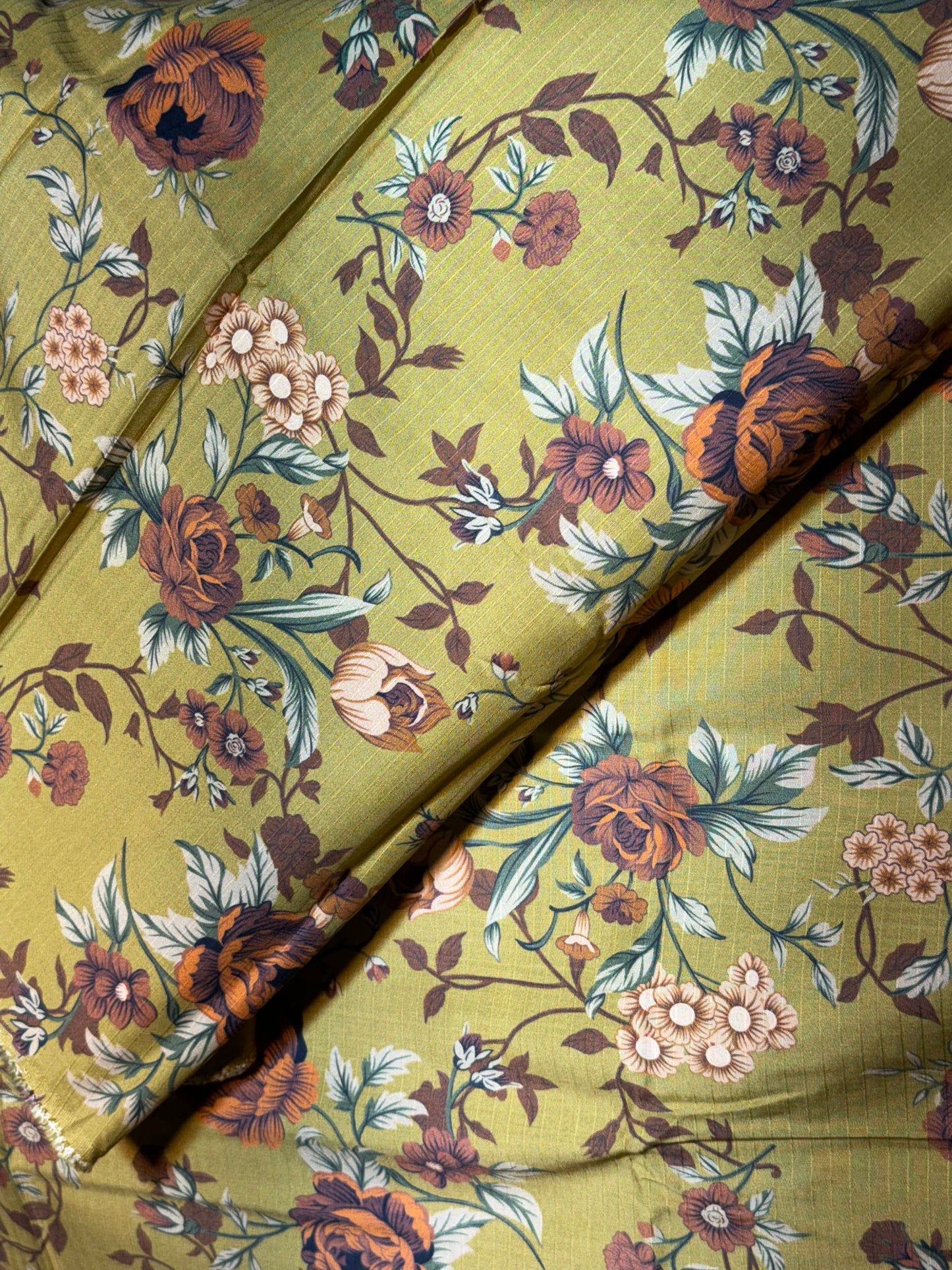 2 PC Linen printed Yellow suite with Dyed Trouser