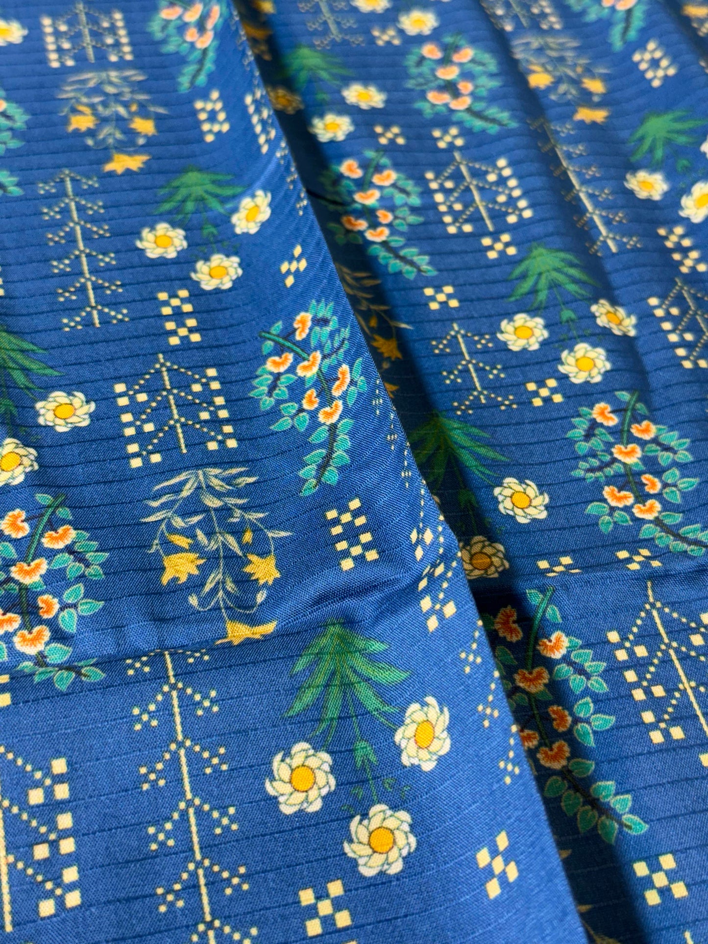 2 PC Linen all over printed Blue suit